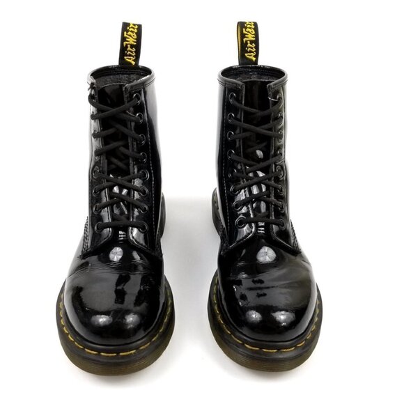 Dr. Martens Black Patent Leather Combat Boots 6 Grunge Y2k 90s Urban Streetwear - Picture 2 of 9